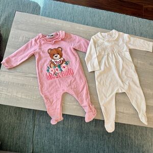 Set of (2) : Moschino + Chloe designer baby girl pajamas | 6-9 month old